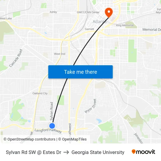 Sylvan Rd SW @ Estes Dr to Georgia State University map