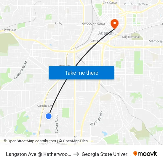 Langston Ave @ Katherwood Dr to Georgia State University map