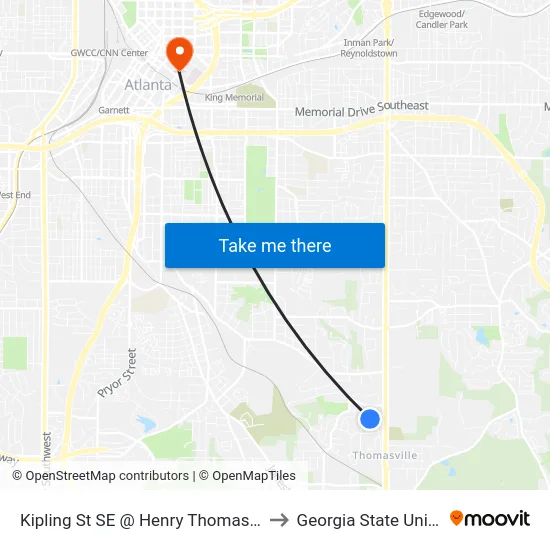 Kipling St SE @ Henry Thomas Dr SE (E) to Georgia State University map