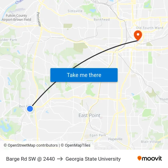 Barge Rd SW @ 2440 to Georgia State University map