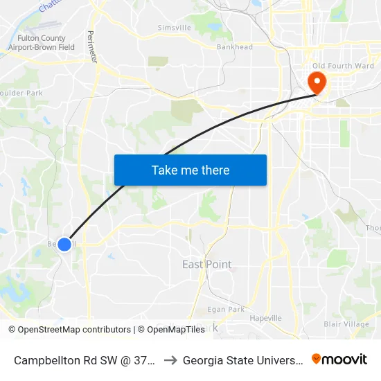 Campbellton Rd SW @ 3709 to Georgia State University map