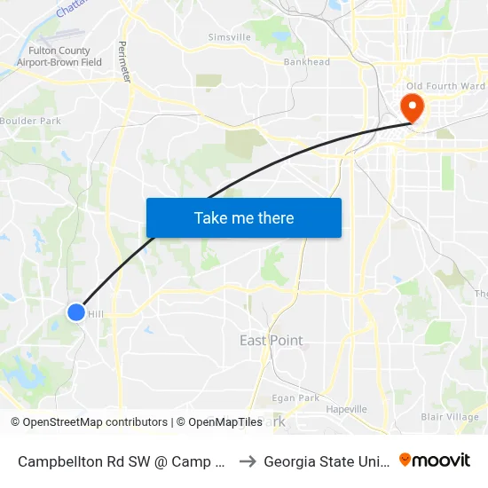 Campbellton Rd SW @ Camp Ground Rd to Georgia State University map