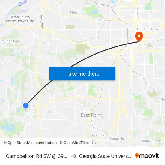 Campbellton Rd SW @ 3901 to Georgia State University map