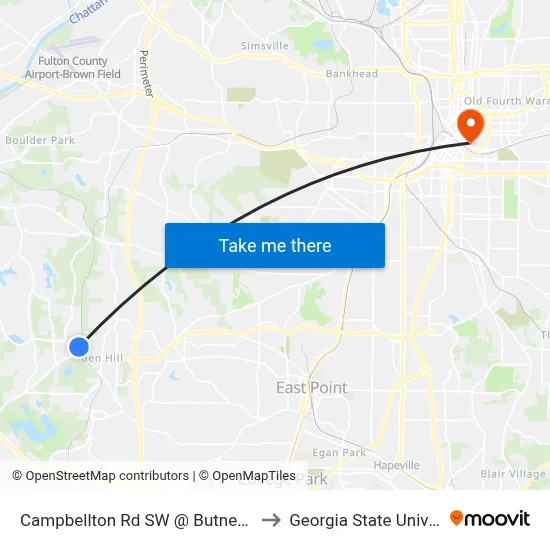 Campbellton Rd SW @ Butner Rd SW to Georgia State University map