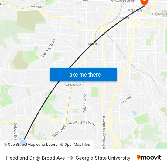Headland Dr @ Broad Ave to Georgia State University map
