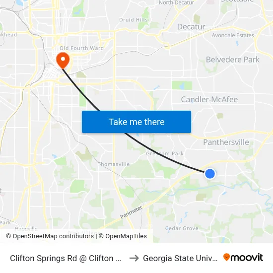 Clifton Springs Rd @ Clifton Farm Dr to Georgia State University map