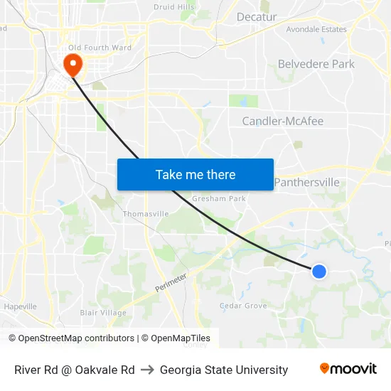 River Rd @ Oakvale Rd to Georgia State University map