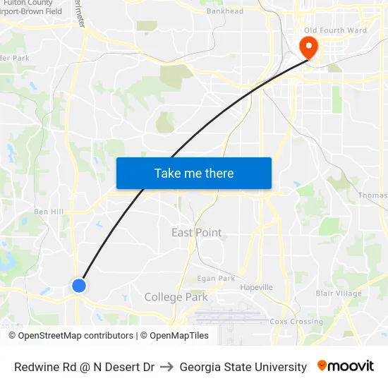 Redwine Rd @ N Desert Dr to Georgia State University map