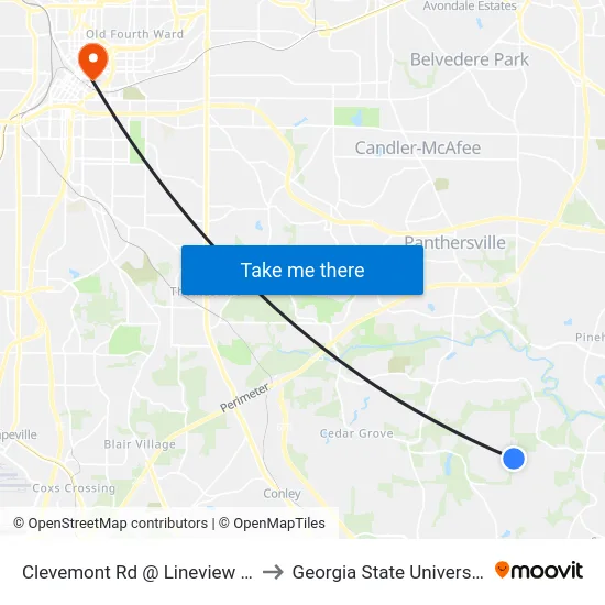 Clevemont Rd @ Lineview Dr to Georgia State University map