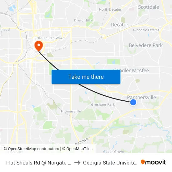 Flat Shoals Rd @ Norgate Ln to Georgia State University map