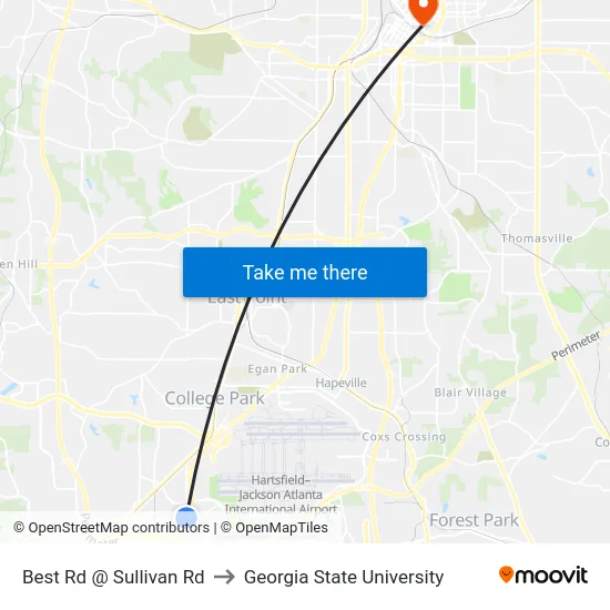 Best Rd @ Sullivan Rd to Georgia State University map