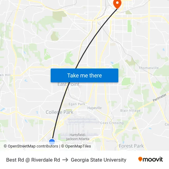 Best Rd @ Riverdale Rd to Georgia State University map