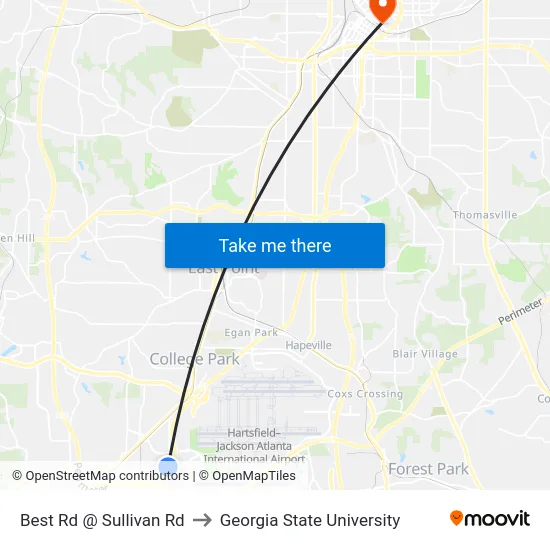 Best Rd @ Sullivan Rd to Georgia State University map