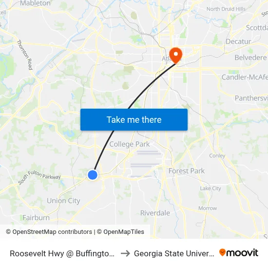 Roosevelt Hwy @ Buffington Rd to Georgia State University map