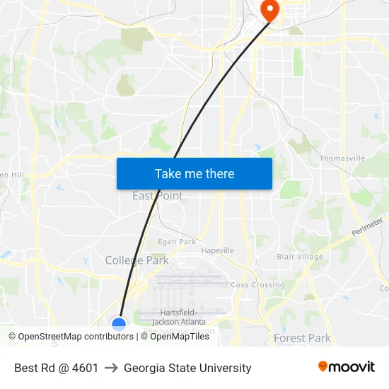 Best Rd @ 4601 to Georgia State University map