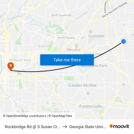 Rockbridge Rd @ S Susan Creek Dr to Georgia State University map