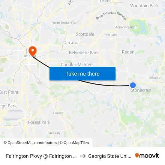 Fairington Pkwy @ Fairington Ridge Cir to Georgia State University map