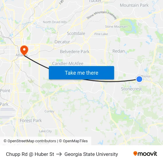 Chupp Rd @ Huber St to Georgia State University map