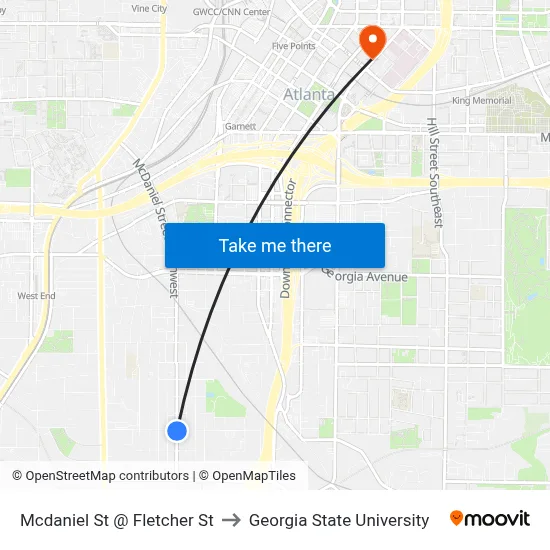 Mcdaniel St @ Fletcher St to Georgia State University map