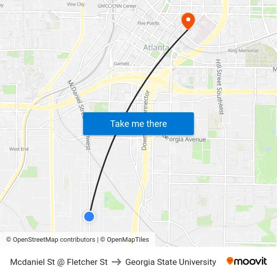 Mcdaniel St @ Fletcher St to Georgia State University map