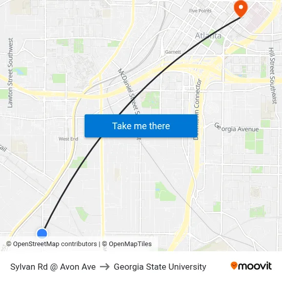 Sylvan Rd @ Avon Ave to Georgia State University map