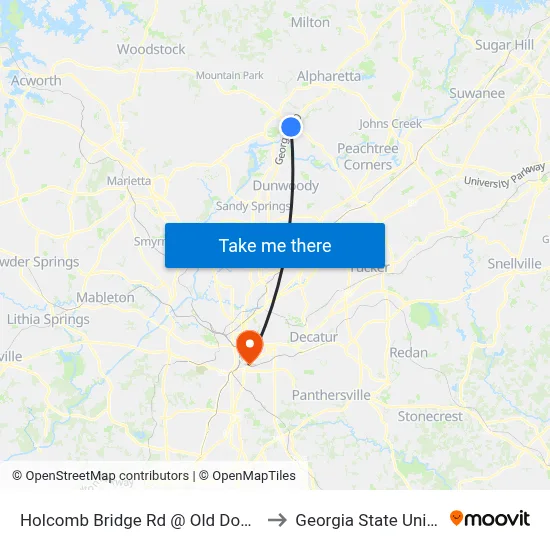 Holcomb Bridge Rd @ Old Dogwood Rd to Georgia State University map