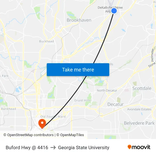 Buford Hwy @ 4416 to Georgia State University map