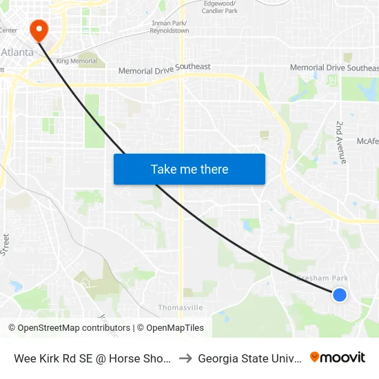 Wee Kirk Rd SE @ Horse Shoe Dr SE to Georgia State University map