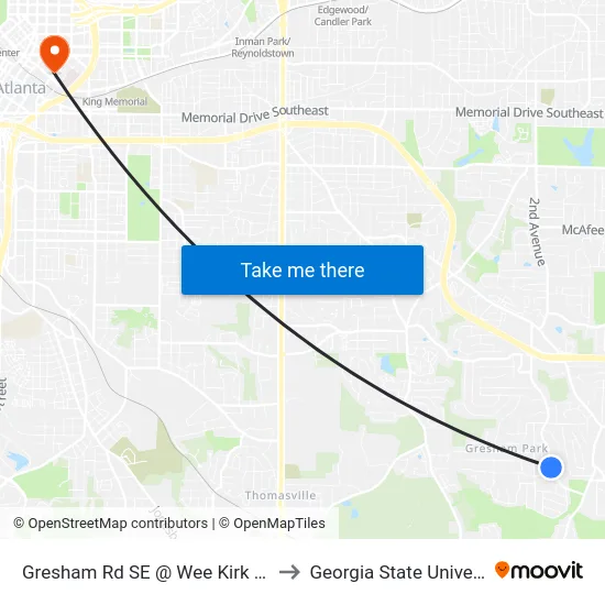 Gresham Rd SE @ Wee Kirk Rd SE to Georgia State University map