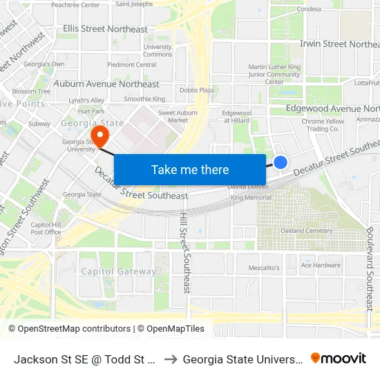 Jackson St SE @ Todd St SE to Georgia State University map