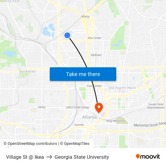Village St @ Ikea to Georgia State University map