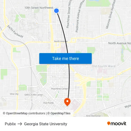 Publix to Georgia State University map