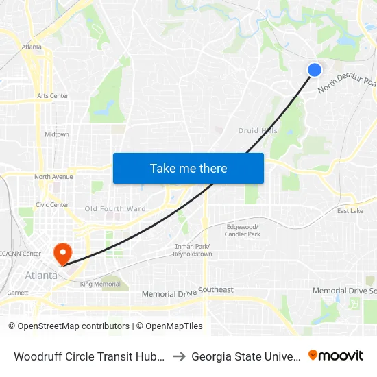 Woodruff Circle Transit Hub (Wc) to Georgia State University map
