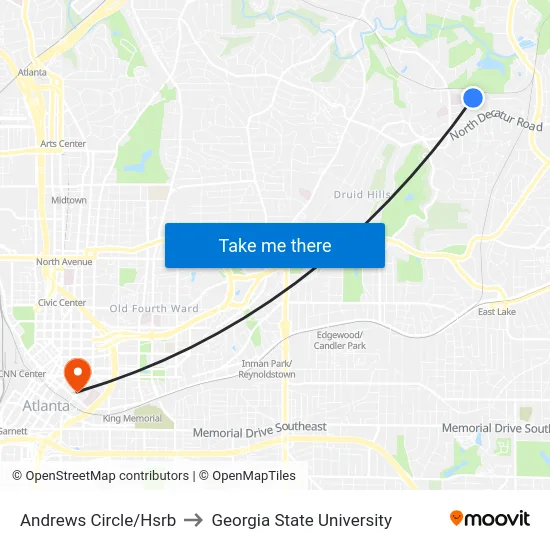 Andrews Circle/Hsrb to Georgia State University map