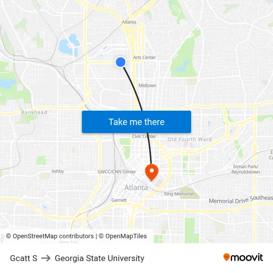 Gcatt S to Georgia State University map