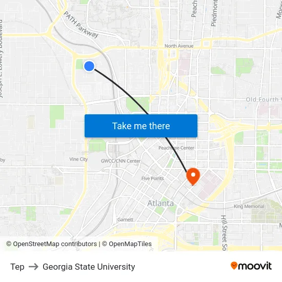 Tep to Georgia State University map
