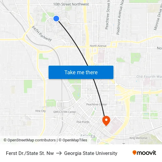 Ferst Dr./State St. Nw to Georgia State University map