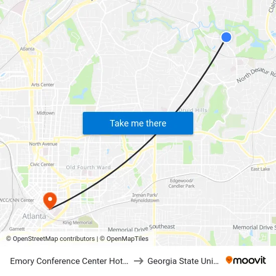 Emory Conference Center Hotel (Ecch) to Georgia State University map