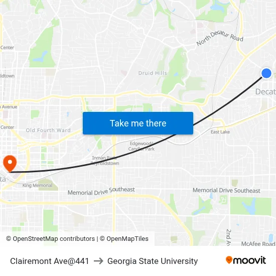 Clairemont Ave@441 to Georgia State University map