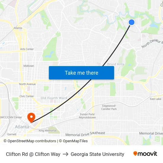Clifton Rd @ Clifton Way to Georgia State University map