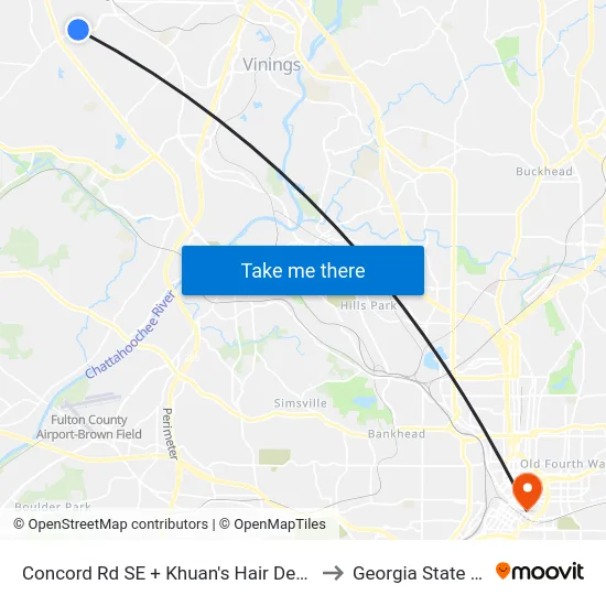 Concord Rd SE + Khuan's Hair Design/Arkle Veterina to Georgia State University map