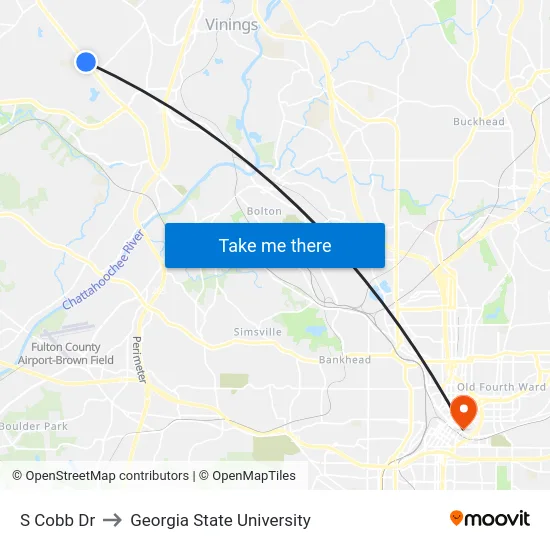 S Cobb Dr to Georgia State University map