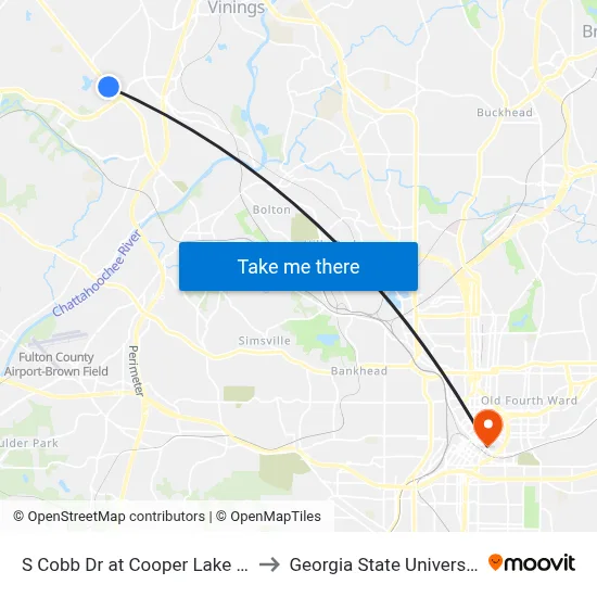 S Cobb Dr at Cooper Lake Rd to Georgia State University map