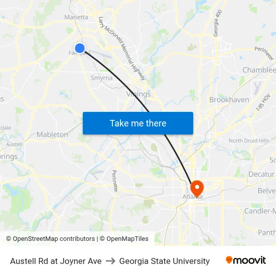 Austell Rd at Joyner Ave to Georgia State University map