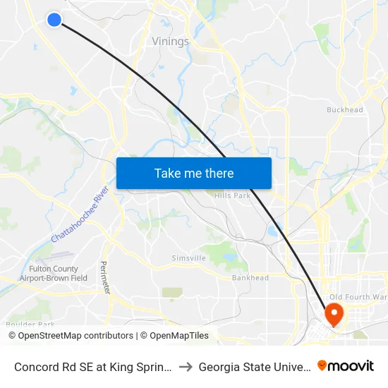 Concord Rd SE at King Springs Rd to Georgia State University map