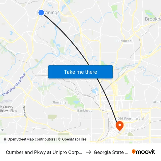 Cumberland Pkwy at Unipro Corporate Office / Kaise to Georgia State University map