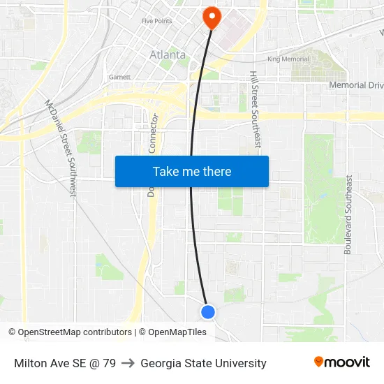 Milton Ave SE @ 79 to Georgia State University map