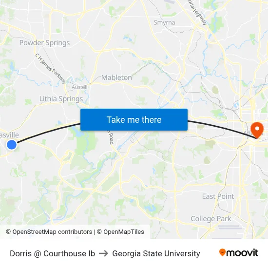 Dorris @ Courthouse Ib to Georgia State University map