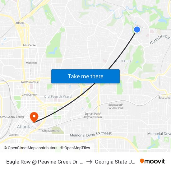 Eagle Row @ Peavine Creek Dr. (Eastbound) to Georgia State University map