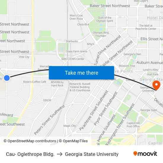 Cau- Oglethrope Bldg. to Georgia State University map